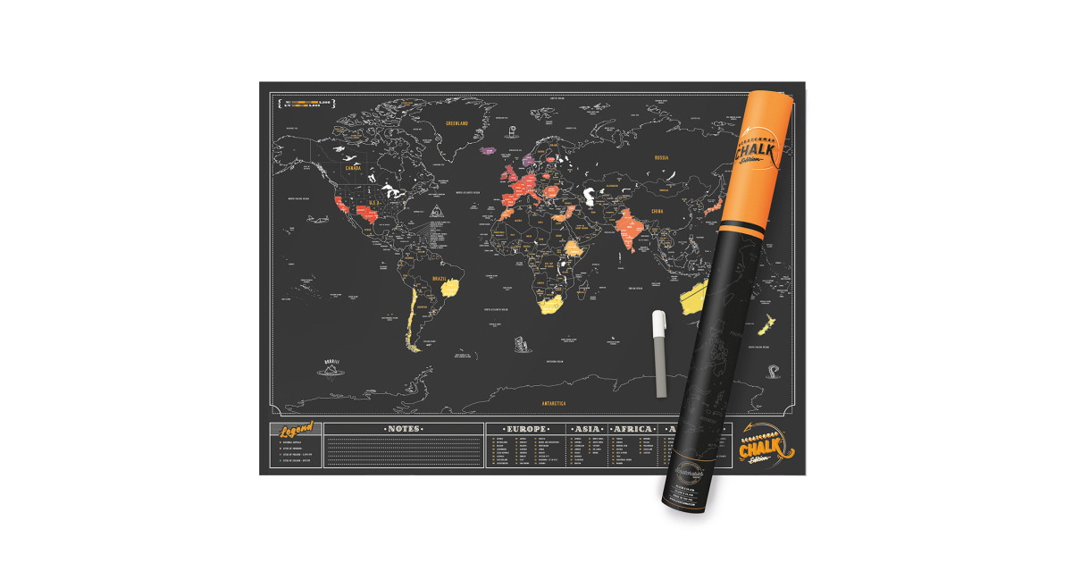 Nástenná stieracia mapa sveta Chalk edition Elarte