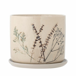 Kameninový kvetináč s podmiskou Bea Nature 21 cm