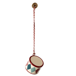 Vianočná plechová ozdoba Drum Small Classic Red