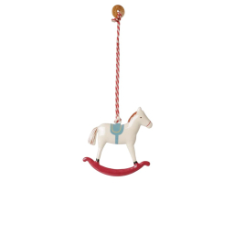 Vianočná plechová ozdoba Rocking Horse Red