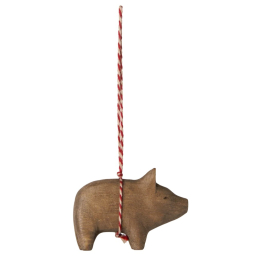 Vianočná drevená ozdoba Xmas Pig Nature