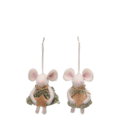Závesná dekorácia Mouse Green - set 2 ks