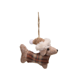 Závesná dekorácia vianočný psík Dog Cap Beige