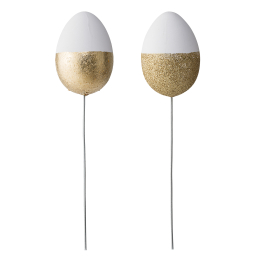 Ozdobné zlaté biele vajíčko, 2 ks