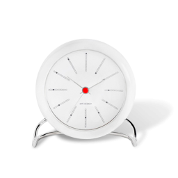 Stolové hodiny s budíkom Bankers White 11 cm