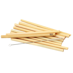 Bambusové slamky s čistiacou kefkou - set 10 ks