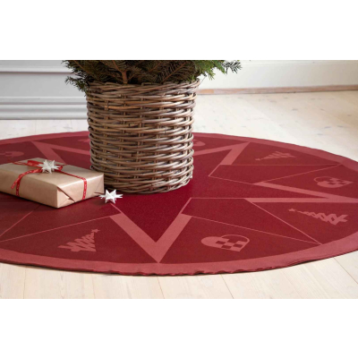                             Koberec pod stromček Vianočný adventný červený 140 cm                        