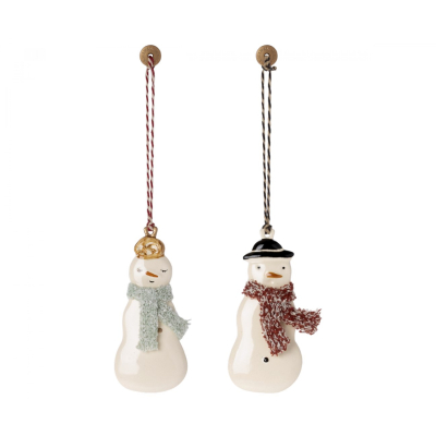 Vianočná plechová ozdoba Snowman - set 2 ks                    