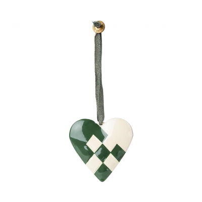 Vianočná plechová ozdoba Braided Heart Dark Green                    
