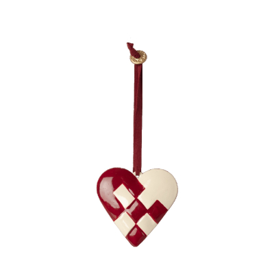 Vianočná plechová ozdoba Braided Heart Red                    