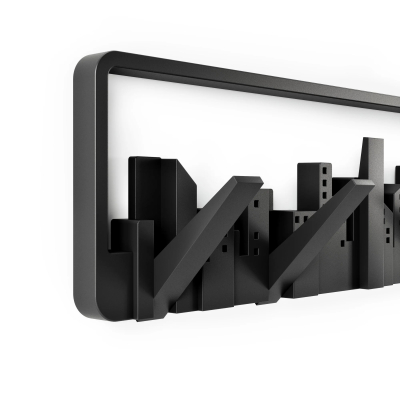                             Sklápací vešiak Skyline Black 5 háčikov                        