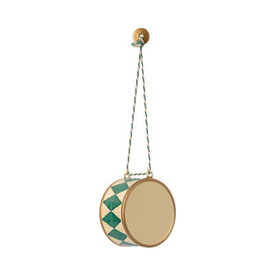 Vianočná plechová ozdoba Drum Large Green                    