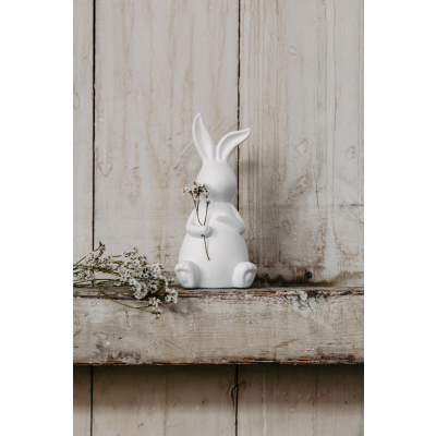 Veľkonočná dekorácia zajačik Emilia White 17 cm                    