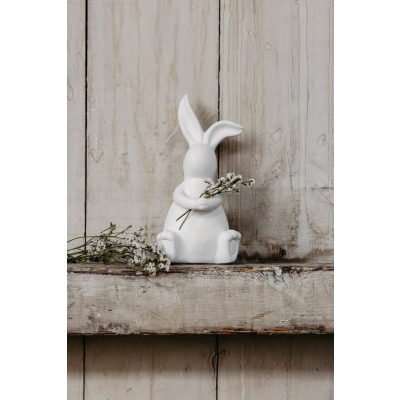 Veľkonočná dekorácia zajačik Elias White 19 cm                    