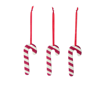 Keramická vianočná ozdoba Candy Cane - set 3 ks                    