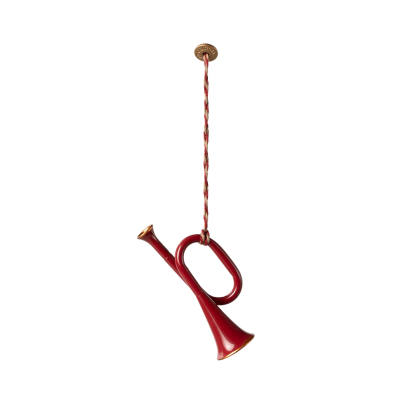 Vianočná plechová ozdoba Trumpet Red                    