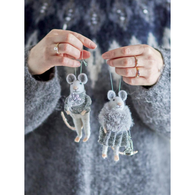                             Vianočná ozdoba myšky Peo Grey Wool - set 2 ks                        