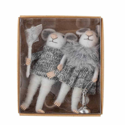                             Vianočná ozdoba myšky Peo Grey Wool - set 2 ks                        