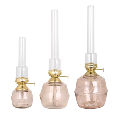                             Sklenená petrolejová lampa Majken Ash Rose 32,5 cm                        