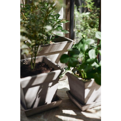                             Kvetináč s podmiskou Gaia Square Grey 21 cm                        