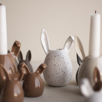                             Veľkonočný svietnik Rabbit White Dot 13 cm                        