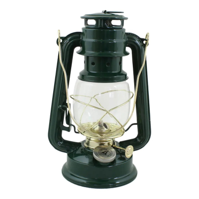 Petrolejová lampa Hurricane Green Brass 24 cm                    