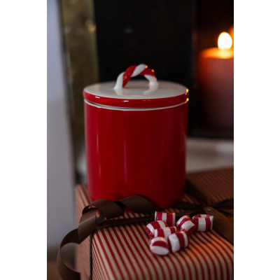                             Vianočná keramická dóza Polka Red 15 cm                        