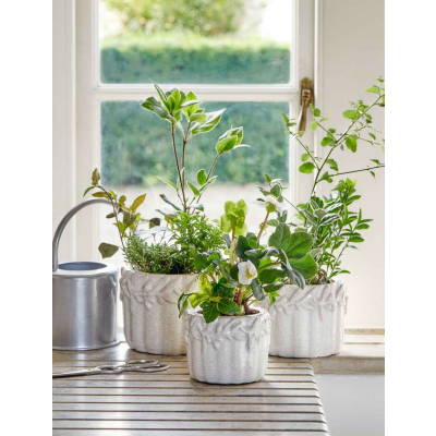                            Kameninový kvetináč Cetara Rustic White 15 cm                        