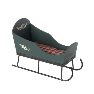 Kovové sánky pre myšky Maileg Dark Green                    