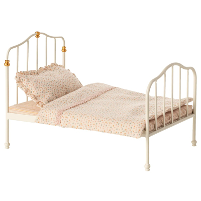 Kovová postieľka pre myšky Maileg Off white                    