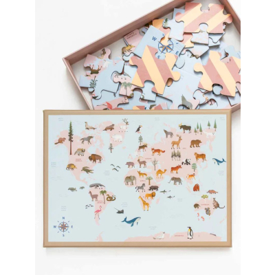Detské puzzle World Map Animal 42 dielikov                    