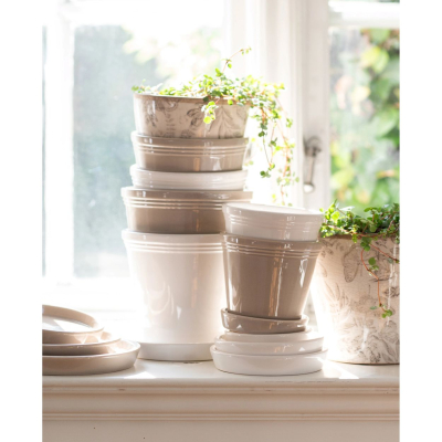                             Kvetináč s podmiskou Emelina White 13 cm                        