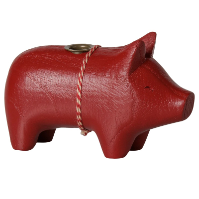                             Drevený svietnik prasiatko Pig Red Small                        