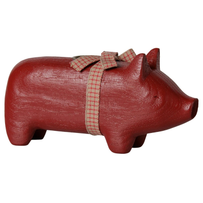                             Drevený svietnik prasiatko Pig Red Medium                        