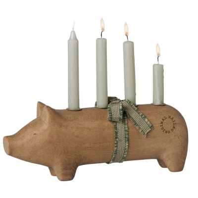Drevený adventný svietnik prasiatko Pig Nature                    