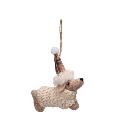Závesná dekorácia vianočný psík Dog Cap Chequered                    