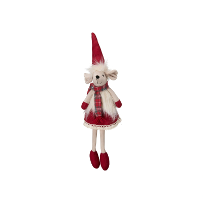 Vianočná dekorácia sediaca myška Mouse Girl Red                    
