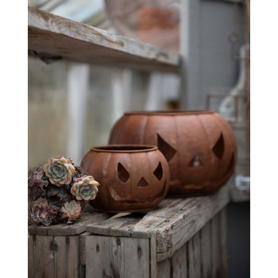                             Kovový lampáš tekvica Rust 15 cm                        