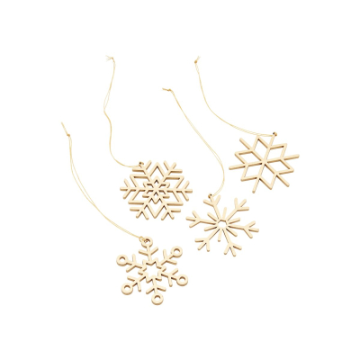 Drevené snehové vločky Gold                    