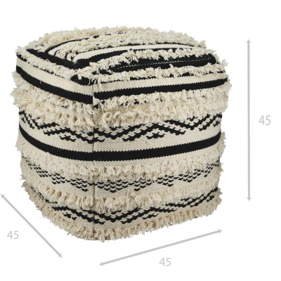                             Čierno-biely bavlnený puf Boho Spirit                        