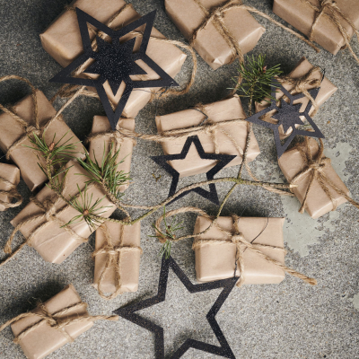                             Vianočné ozdoby Stars Black - set 4 ks                        