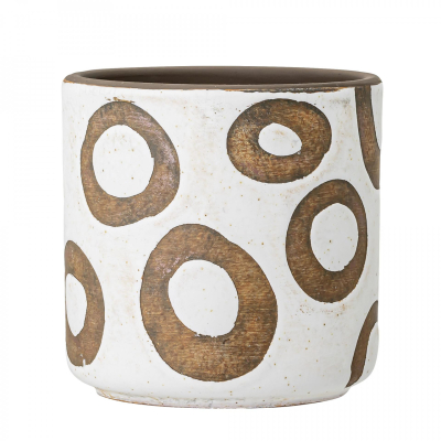 Terakotový obal na kvetináč Bahram White 12 cm                    