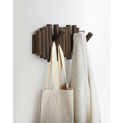                             Sklápací vešiak Picket s piatimi háčikmi Aged Walnut                        