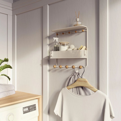                             Vešiak s policou Estique White Natural                        